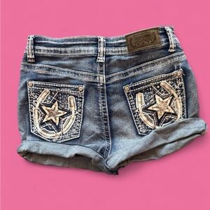 Denim Star Embellished Women Shorts